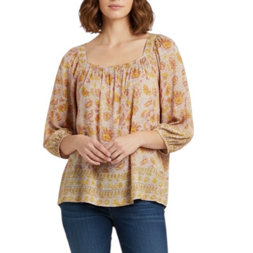 Floral Blouse in Yellow and Pink